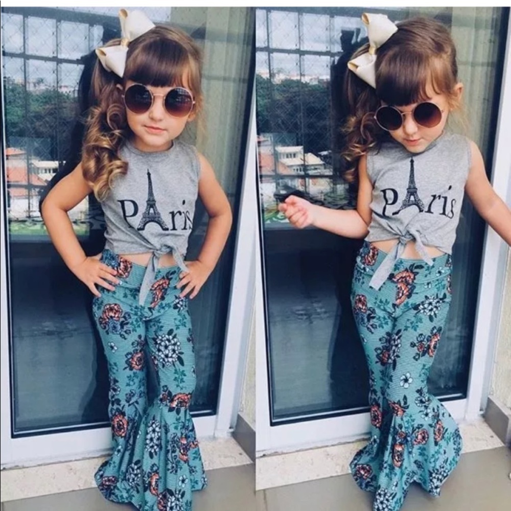 Paris top and bell bottom pants